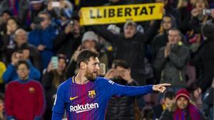 Messi, durante el partido de Copa ante el Celta en el Camp Nou (5-0), el 10 de enero del 2018.