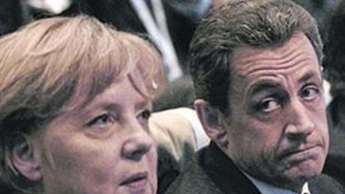 Merkel y Sarkozy, ayer en Marsella.