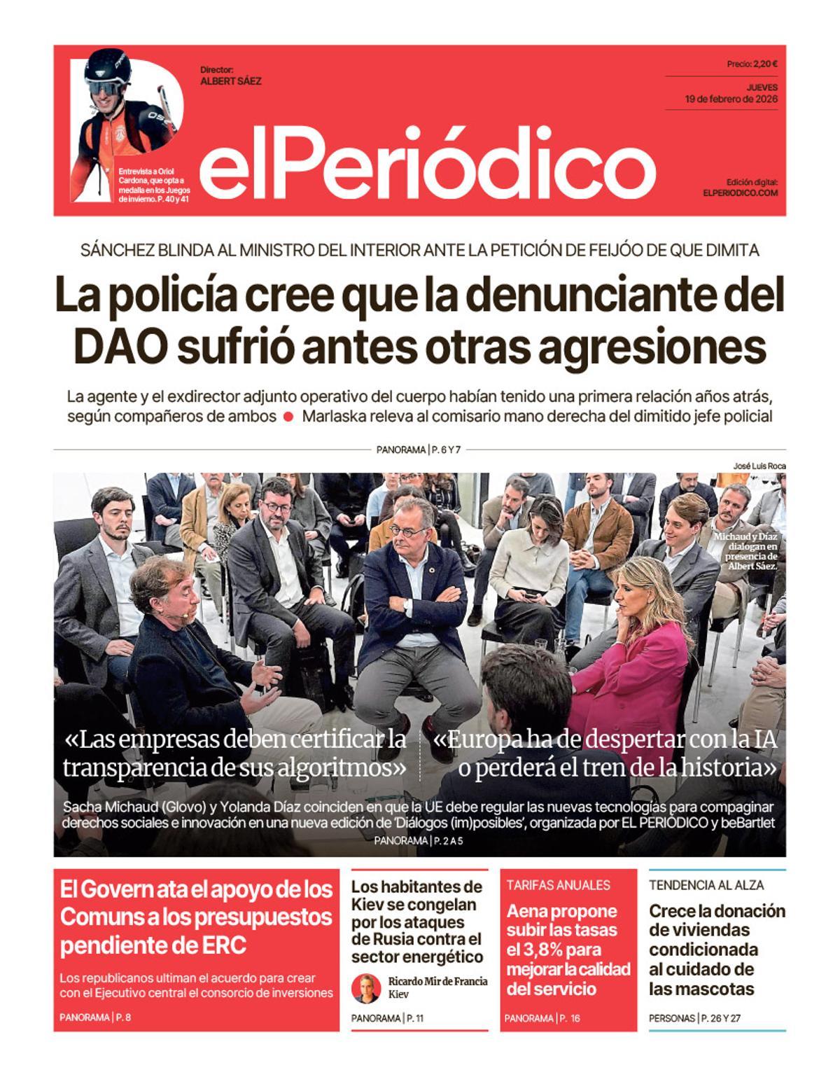 La portada de EL PERIÓDICO del 19 de febrero de 2026