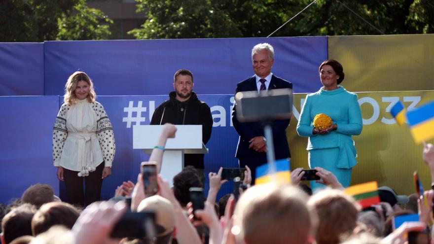 El president ucraïnès, Volodímir Zelenski, en un acte al centre Vílnius