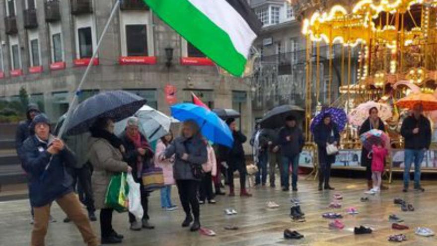 Una movilización en Porta do Sol pide el alto el fuego en Palestina