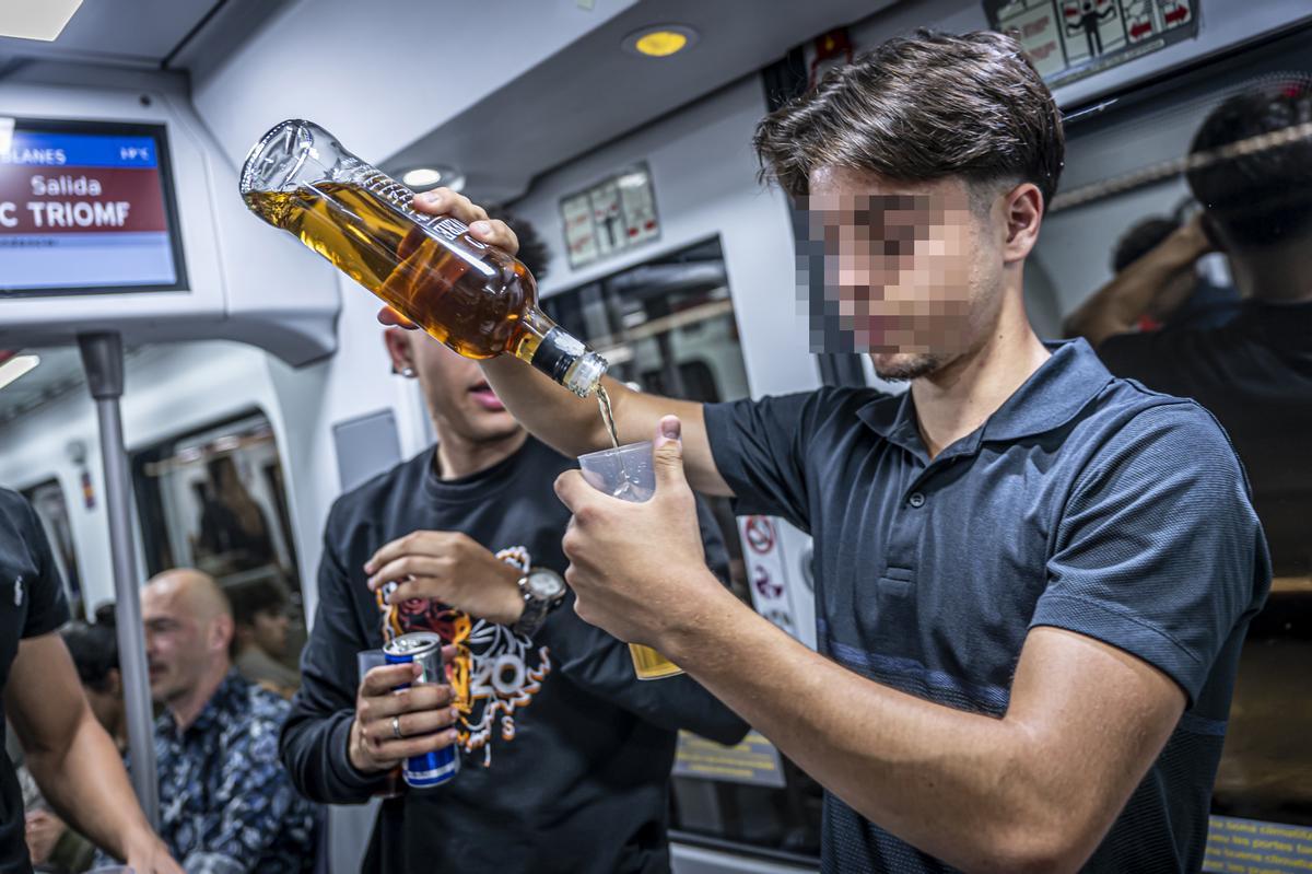 En el tren del botellón a Mataró