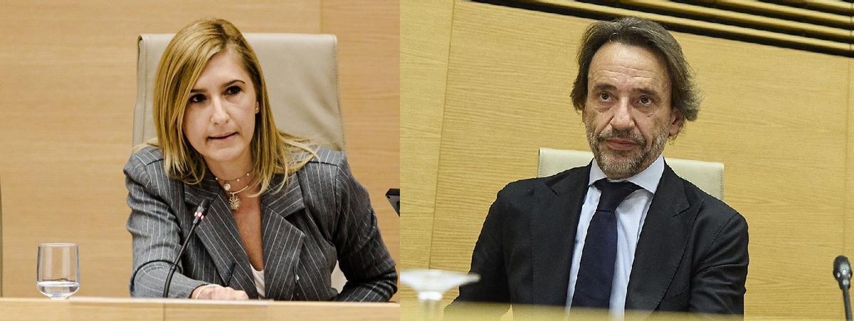 La exconsellera Salomé Pradas y el exjefe de gabinete de Carlos Mazón, José Manuel, en un combo de las imágenes de su declaración en la Comisión de investigación sobre la dana en el Congreso de los Diputados.