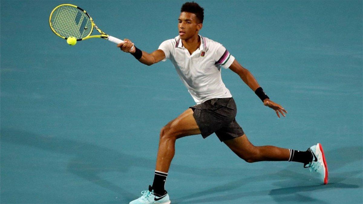 Auger-Aliassime, durante uno de sus partidos en Miami