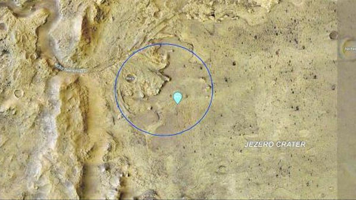 Lugar exacto en el que ha aterrizado ‘Perseverance’, dentro de la diana en la que se había estimado