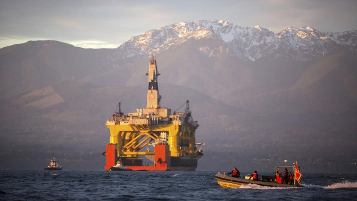 Plataforma petrolífera frente a las costas del estado de Washington, el pasado abril.