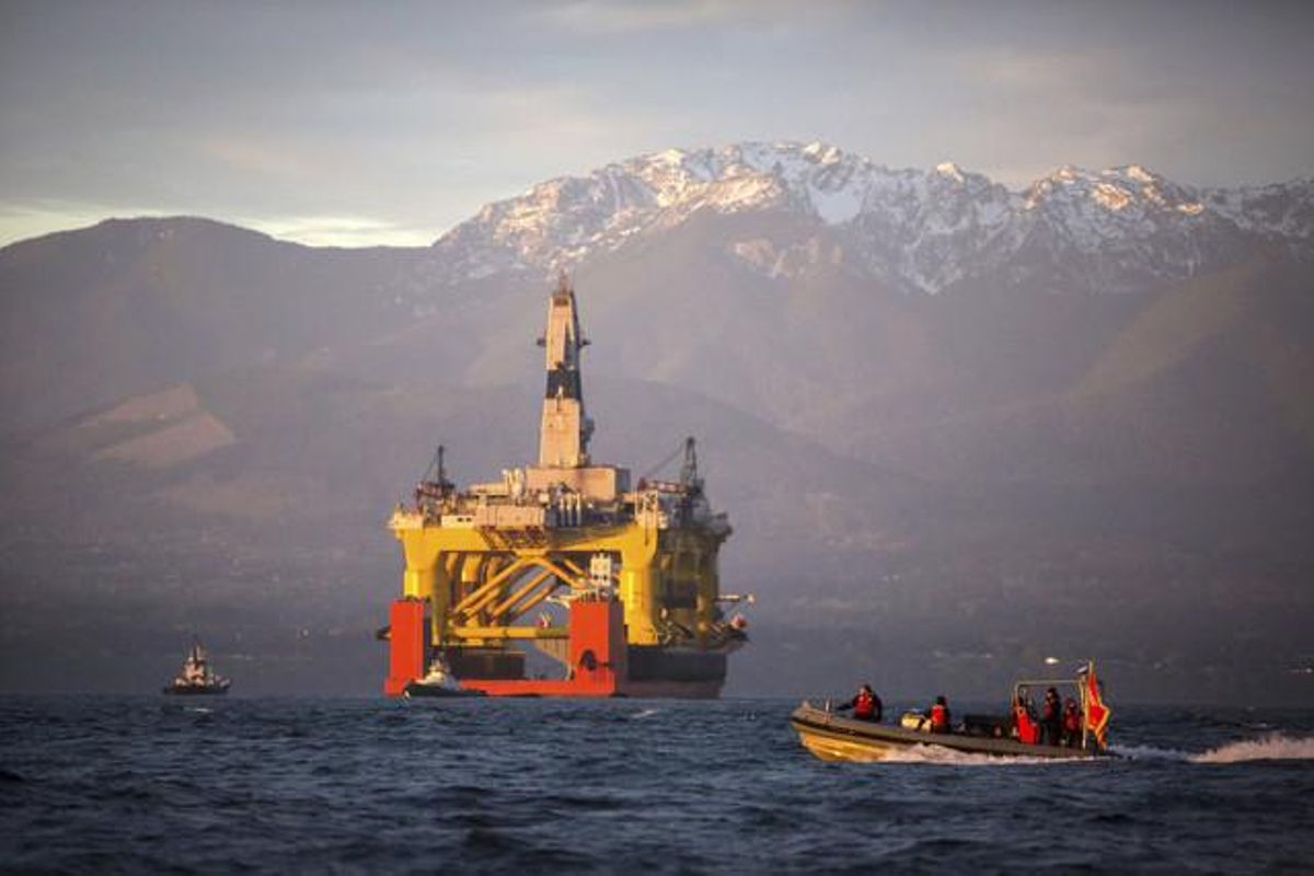 Plataforma petrolífera davant les costes de l’estat de Washington, l’abril passat. Plataforma petrolífera davant les costes de l’estat de Washington, l’abril passat.