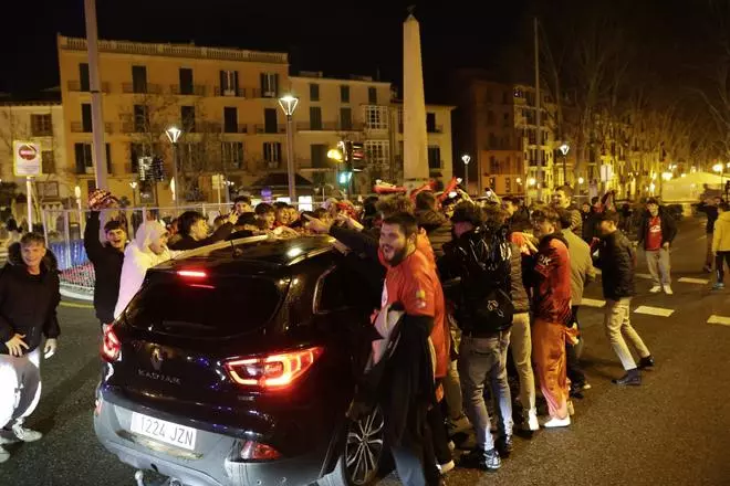 Así celebra la afición mallorquinista el pase a la final de la Copa del Rey