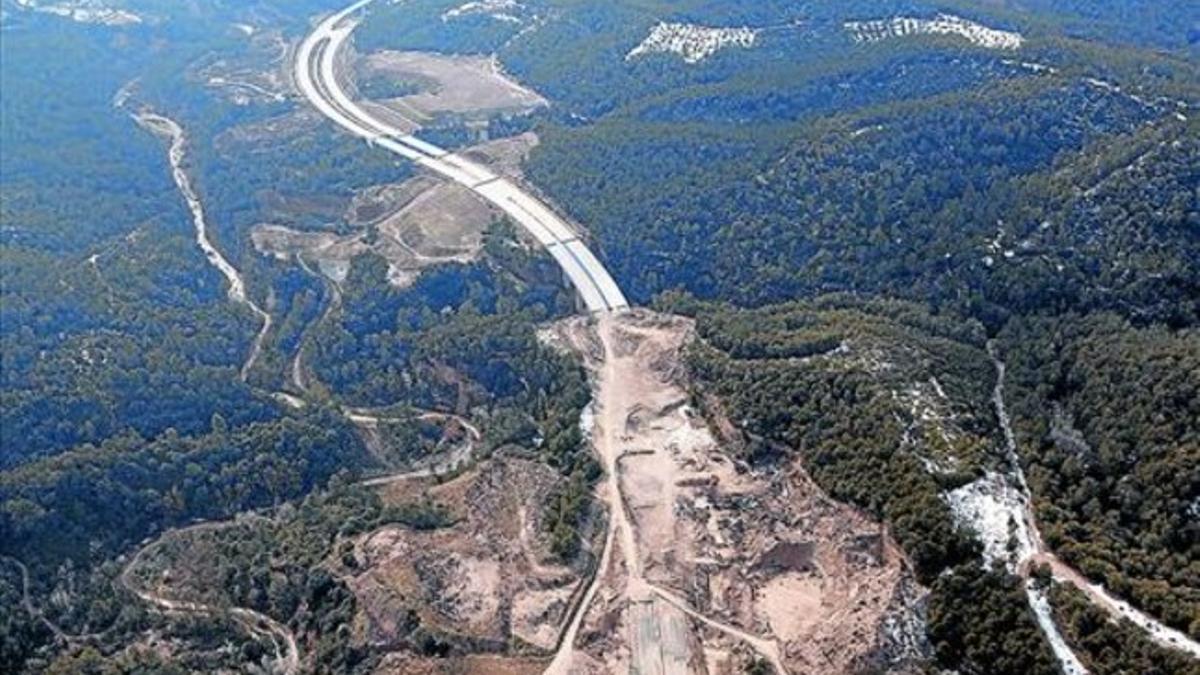 Obras de la B-40, Ronda del Vallès, entre Abrera y Terrassa, a principios de febrero.