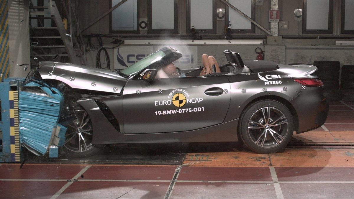 BMW Z4 sometiéndose a las pruebas de Euro NCAP.