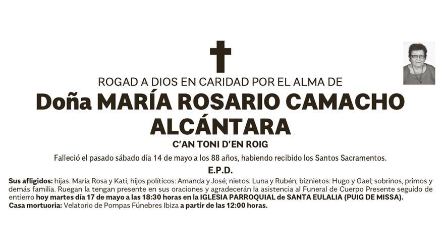 Esquela María Rosario Camacho Alcántara