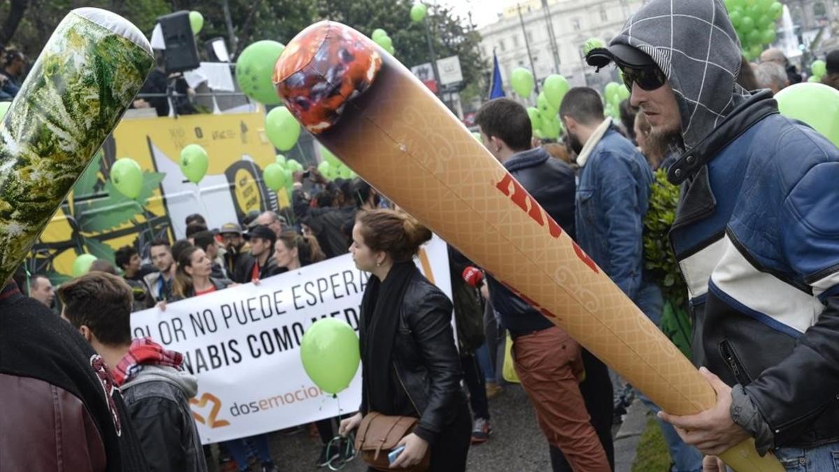 Manifestación por la legalización de la marihuana en Madrid este sábado.