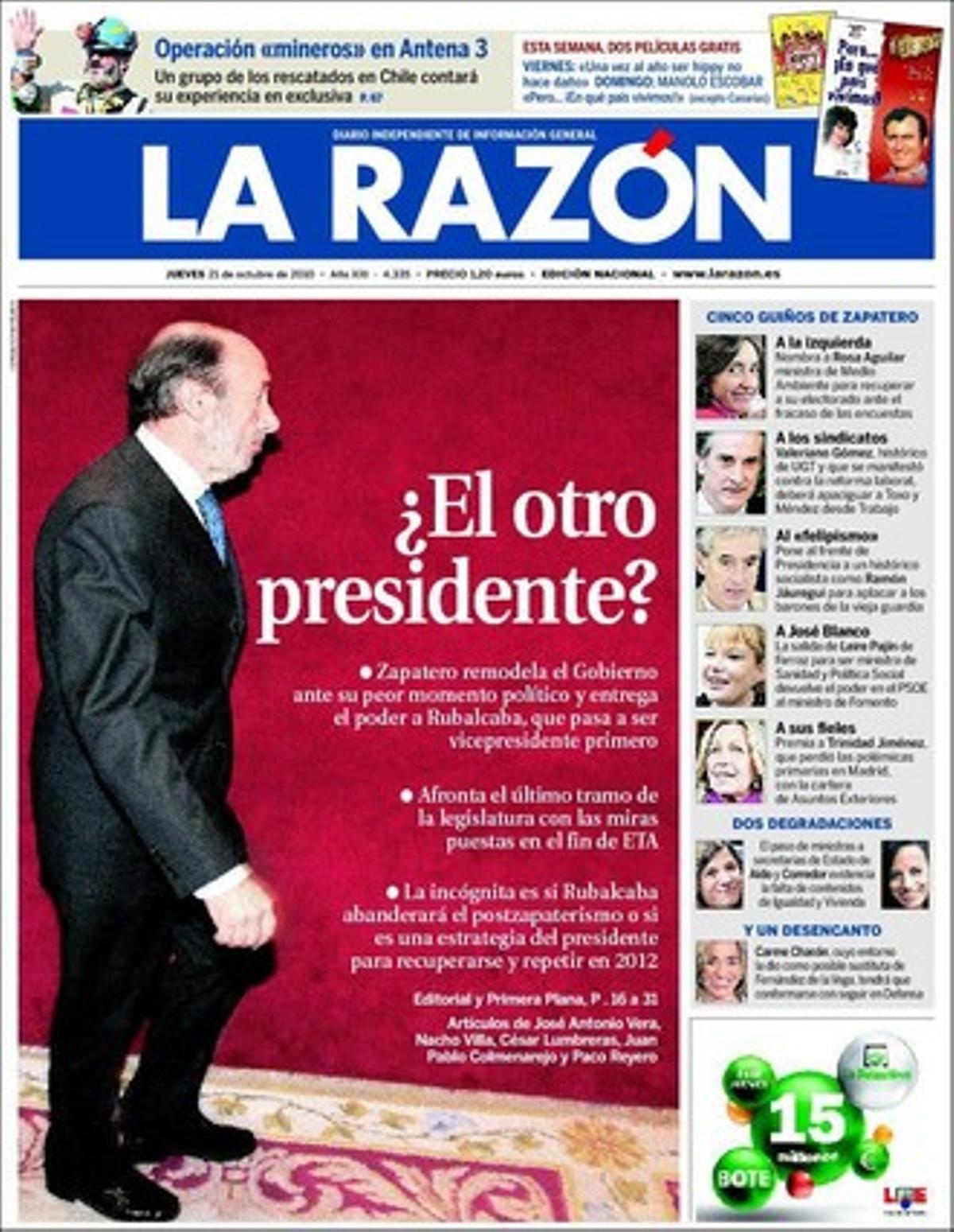 A les pàgines interiors, ’La Razón’ destaca la sentència del Tribunal Superior de Justícia d’Andalusia que considera adoctrinador un manual d’Educació per a la Ciutadania com la primera resolució de suport a l’objecció a aquesta assignatura.