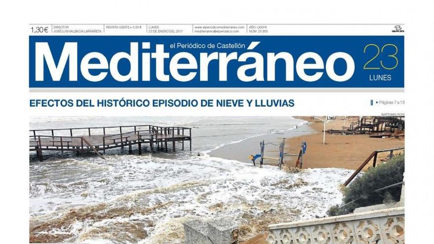 El temporal deja su huella, en la portada de Mediterráneo