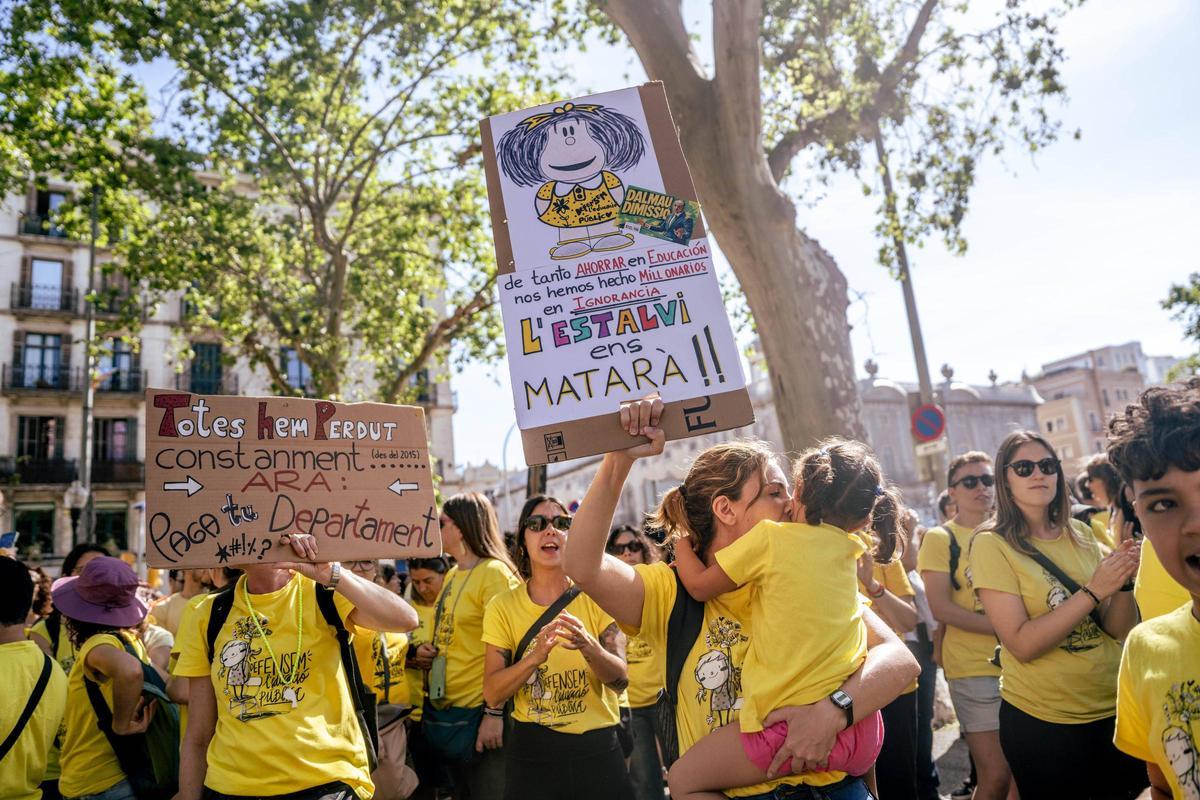Protesta docente, el pasado 27 de mayo en Barcelona.