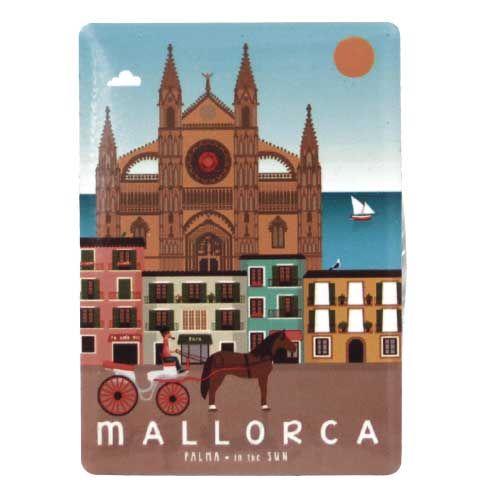 Imanes de nevera. Imágenes de los diferentes imanes que se venden en Baleares. Estos prácticos souvenirs se pueden encontrar en cualquier rincón de las islas, estos en concreto, en Mallorca.