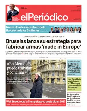 La portada de EL PERIÓDICO del 20 de marzo de 2025