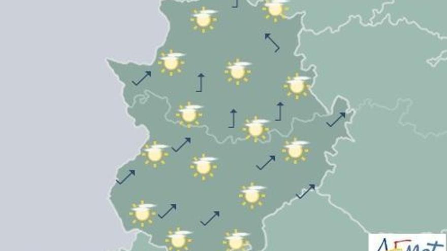 Cielo poco nuboso o despejado y temperaturas máximas sin cambios