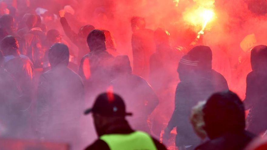 Ultras del Olympique de Marsella en Bilbao