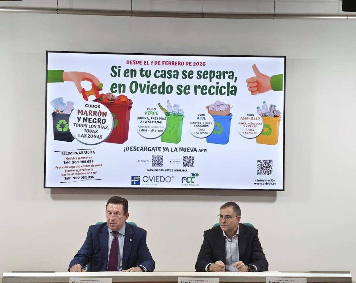 José Ramón Pando, concejal de gobierno de Licencias y Disciplina Urbanística, y Servicios Básicos del Ayuntamiento de Oviedo, junto a Adolfo García, Jefe de Servicios Básicos del Ayuntamiento de Oviedo en la presentación de la campaña.| Cedida a  | LNE
