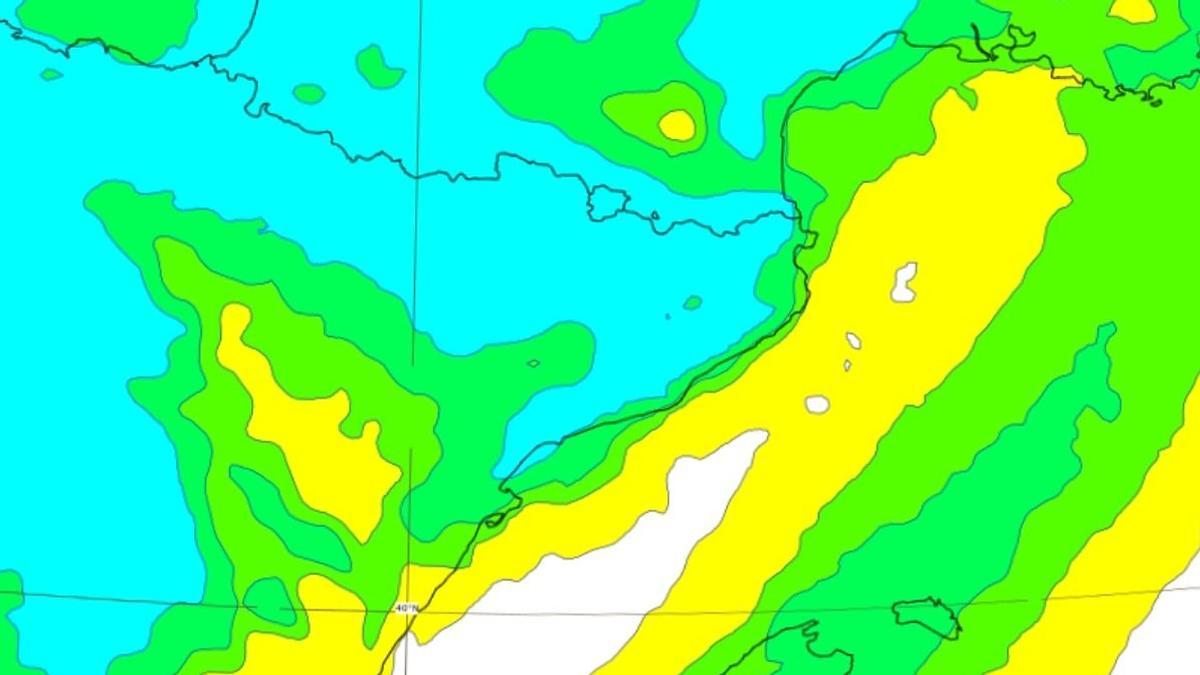 Mapa con la previsión de lluvias del Meteocat