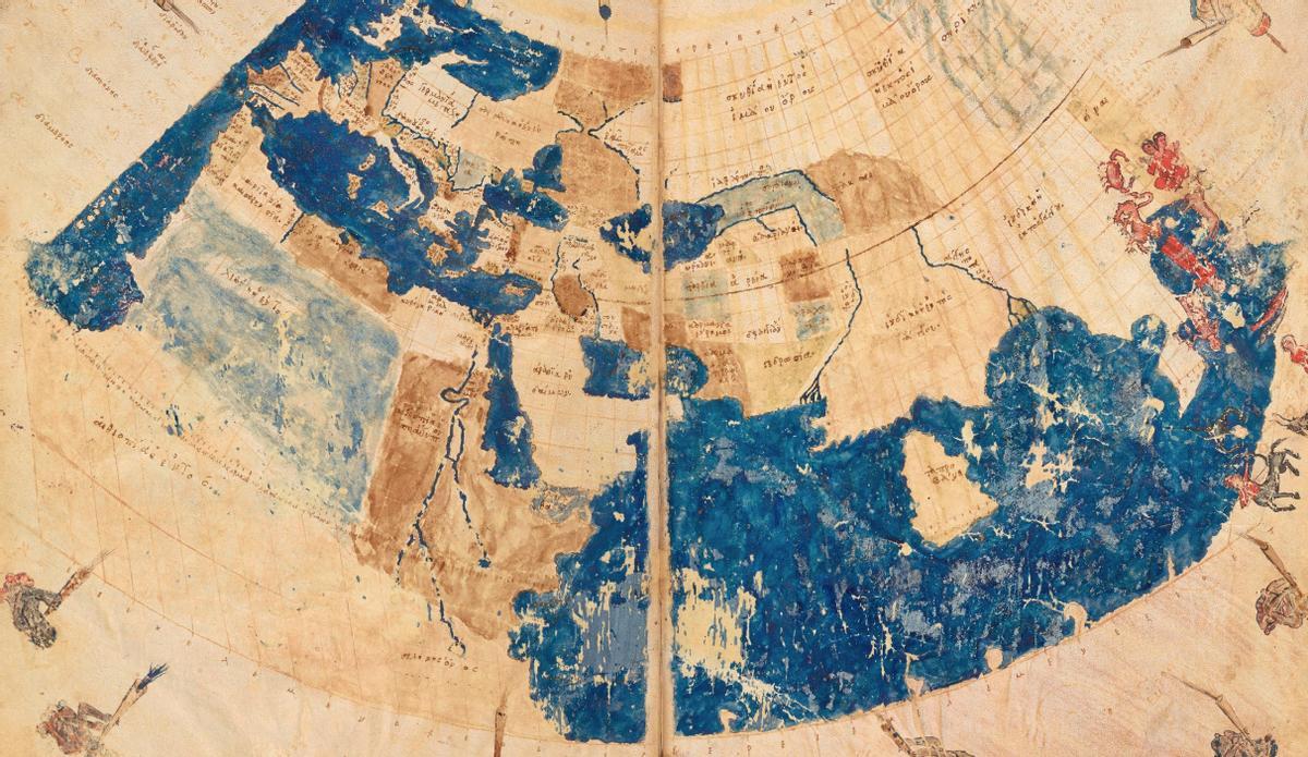 Copia bizantina de 1420 del mapa del mundo de Ptolomeo.