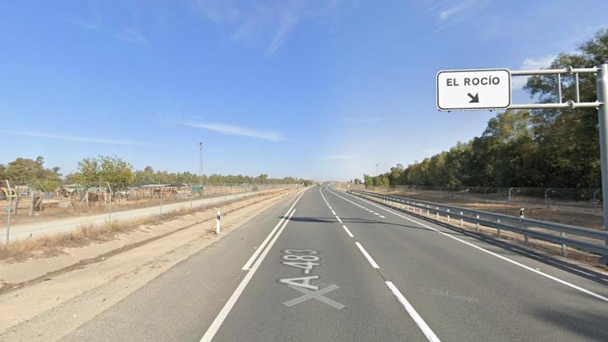 Imagen de la carretera A-483 en sentido a El Rocío