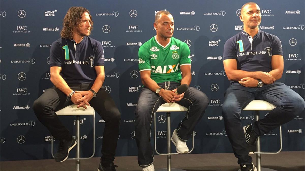 Puyol, en la rueda de prensa de los Laureus