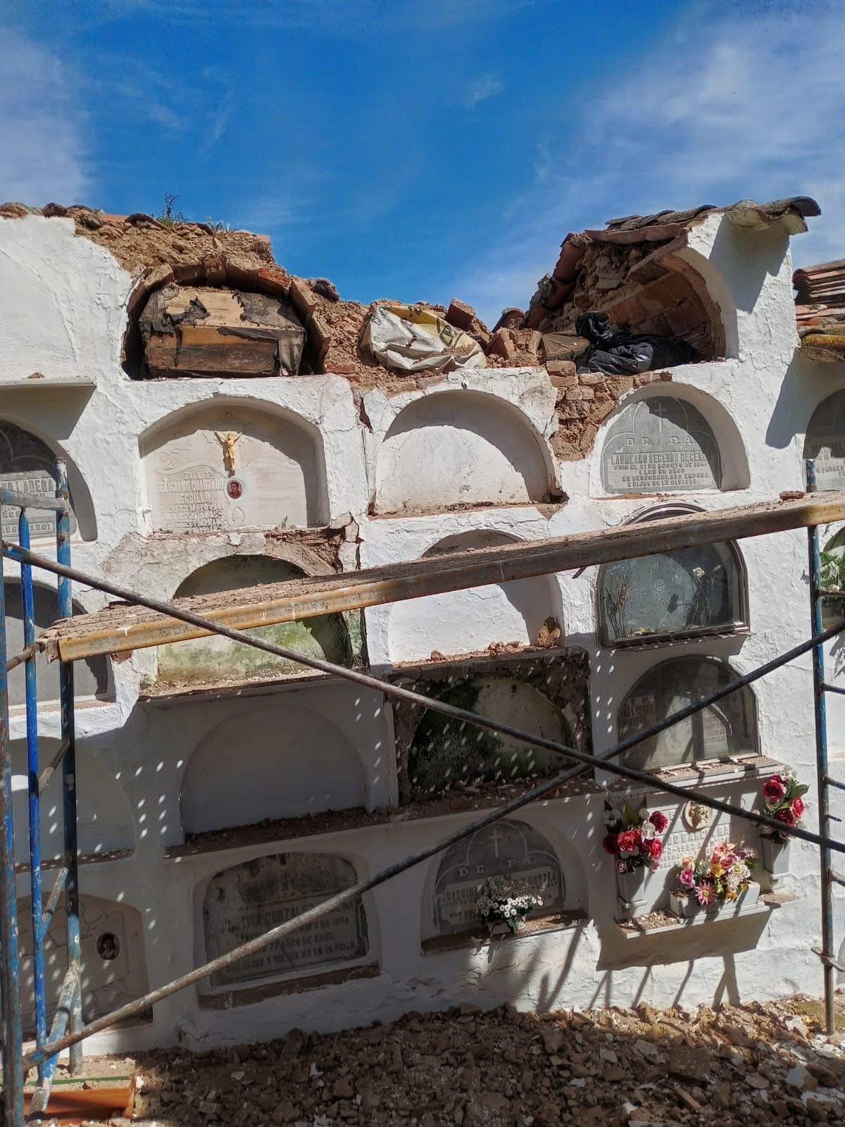 Imagen del derrumbamiento en el cementerio