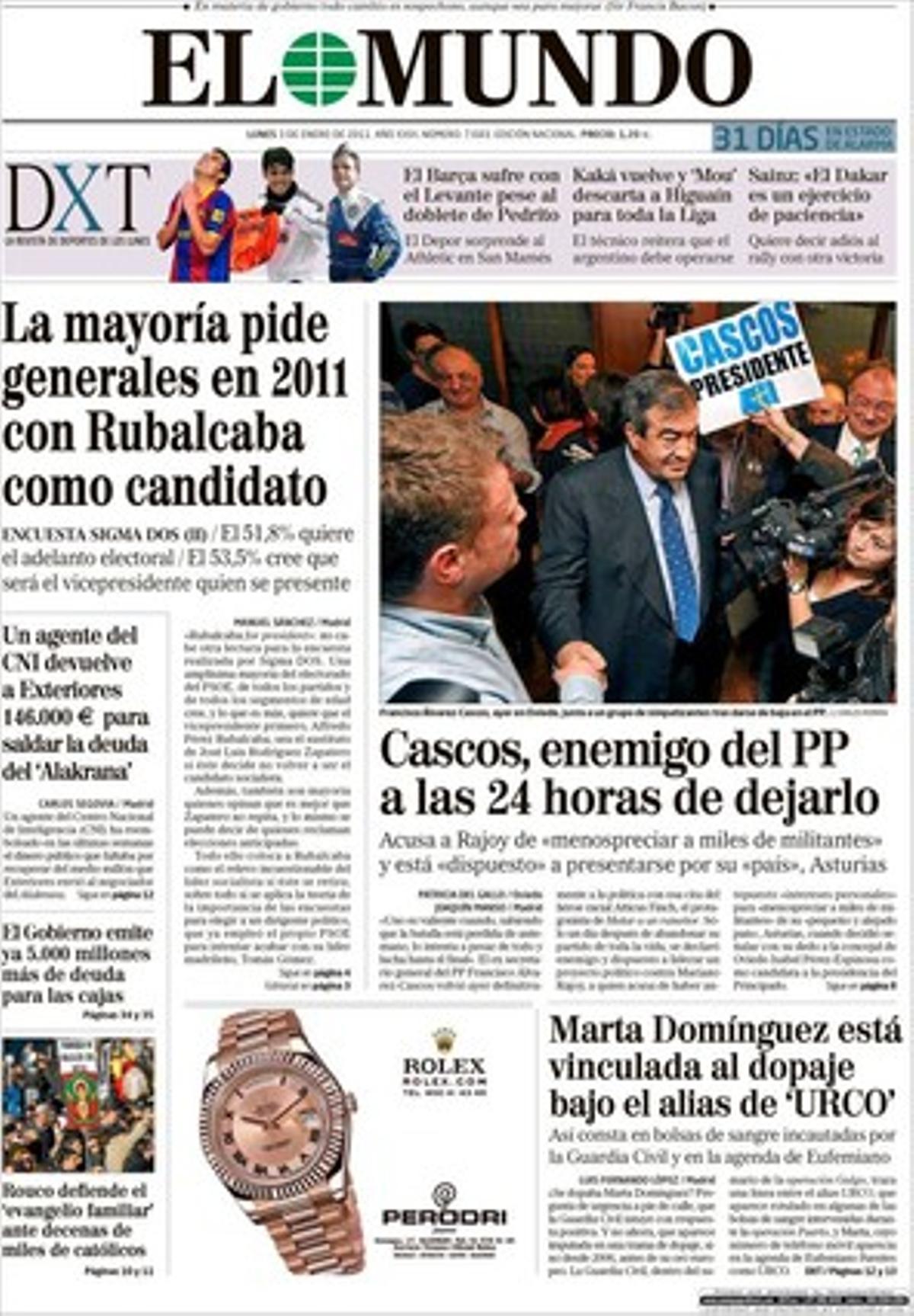 ’El Mundo’ destaca a més que les vendes del comerç s’han reactivat un 3% a Catalunya; que el FROB ja busca 5.000 milions d’euros més per recapitalitzar les caixes d’estalvis aquest any, i que els grans països de l’eurozona pugnen per refinançar un bilió d’euros el 2011.