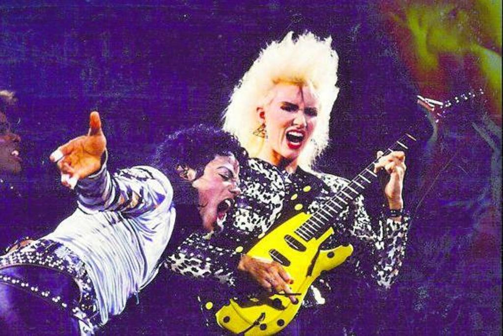 Jennifer Batten and Michael Jackson during the Bad World Tour c