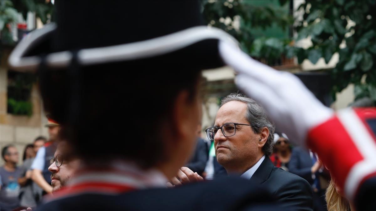 El 'president' Quim Torra, en el Fossar de les Moreres, en Barcelona