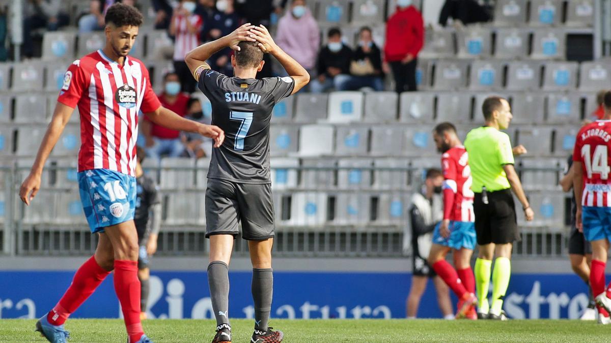 Stuani es posa les mans al cap en el Lugo-Girona del passat dissabte