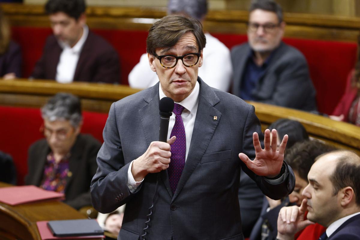 El president de la Generalitat, Salvador Illa, este miércoles en el Parlament
