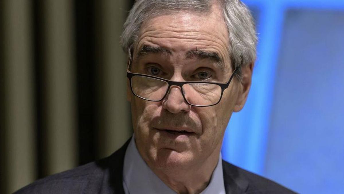 l politólogo canadiense Michael Ignatieff, en una foto tomada durante una rueda de prensa en Budapest en 2018