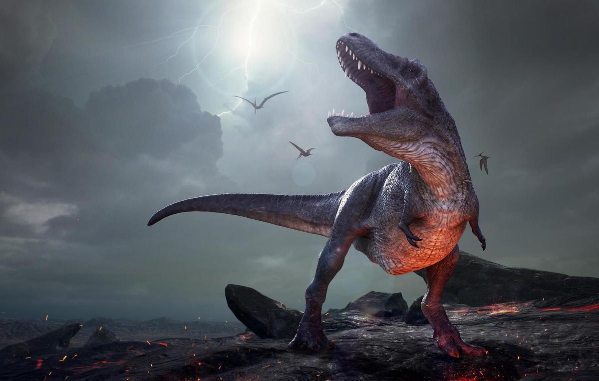 Recreación de la extinción de los dinosaurios