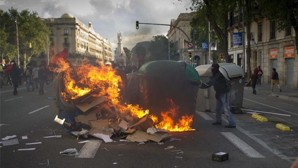 Imagen de los incidentes registrados en la manifestación anticapitalista de Barcelona.