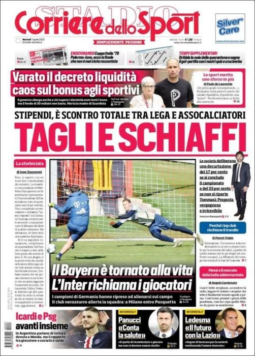 Portada CORRIERE DELLO SPORT martes 7 abril 2020