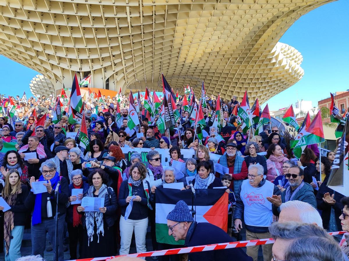 Manifestación celebrada en las Setas contra la ocupación de Palestina