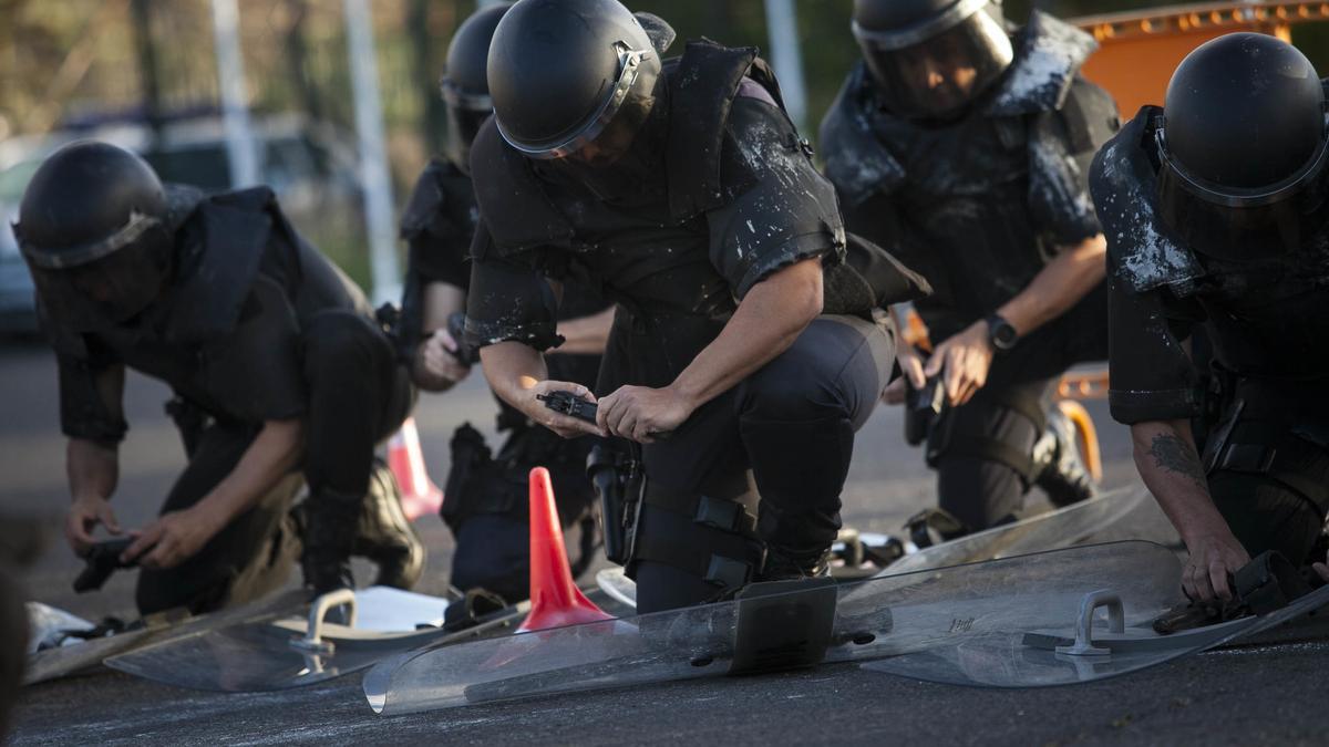 Agentes de la Unipol de Santa Cruz, antes de que esta unidad especial de intervención de la Policía Local fuese desmantelada.