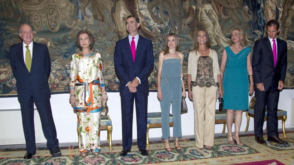 La familia real (con el duque de Palma, Iñaki Urdangarín, a la derecha), el pasado agosto en Palma.