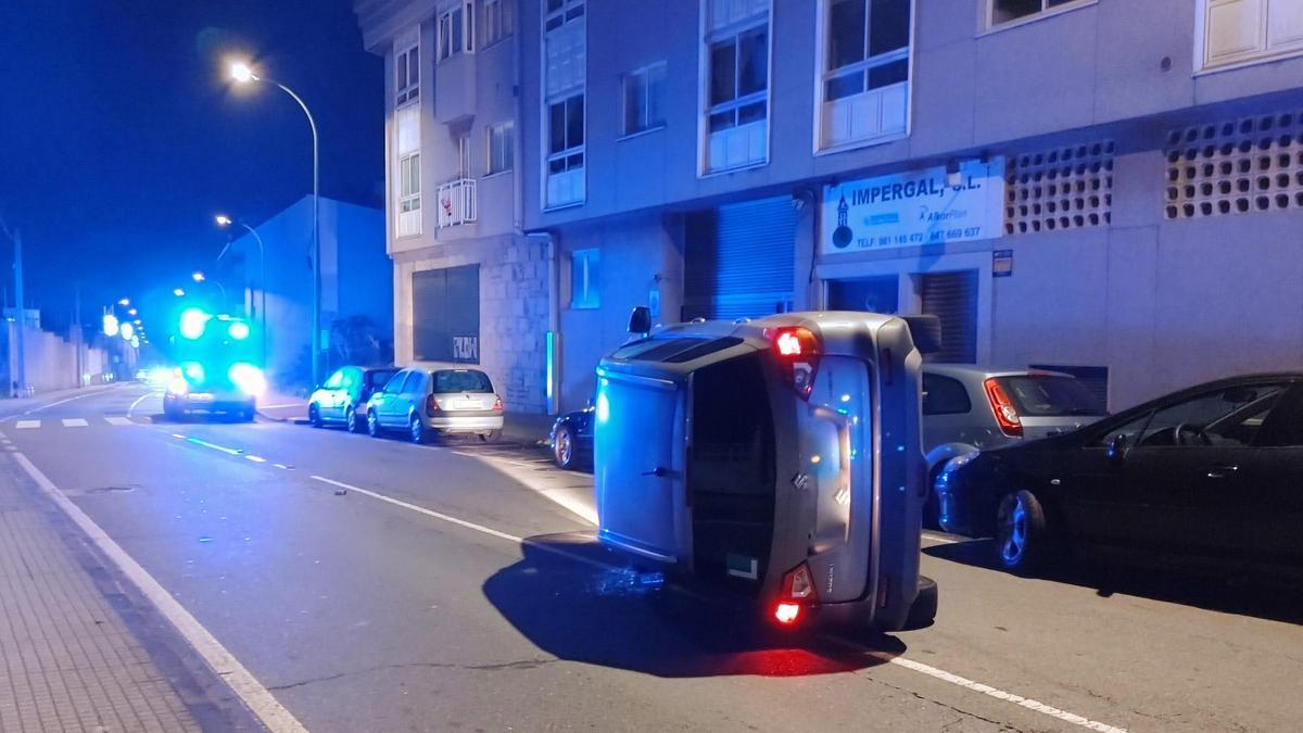 El coche accidentado en Visma