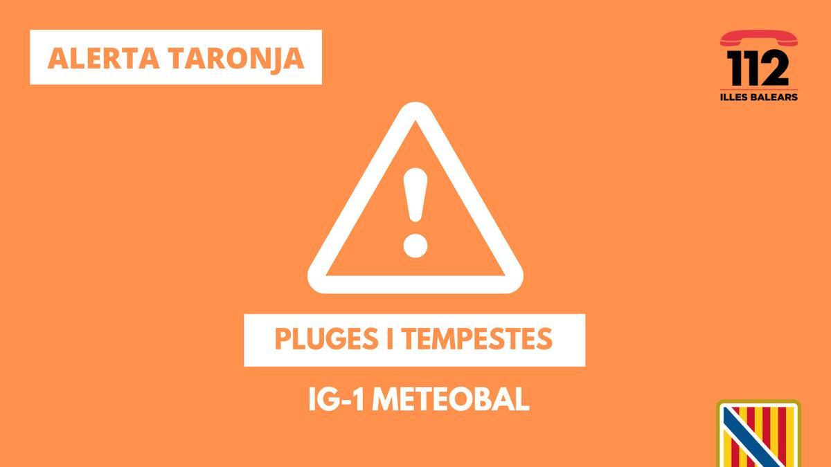 El 112 en activa el IG1 por lluvias y tormentas en Baleares que podrían ir acompañadas de granizo y trombas marinas
