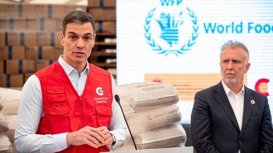 El presidente del Gobierno, Pedro Sánchez, interviene en Las Palmas de Gran Canaria.