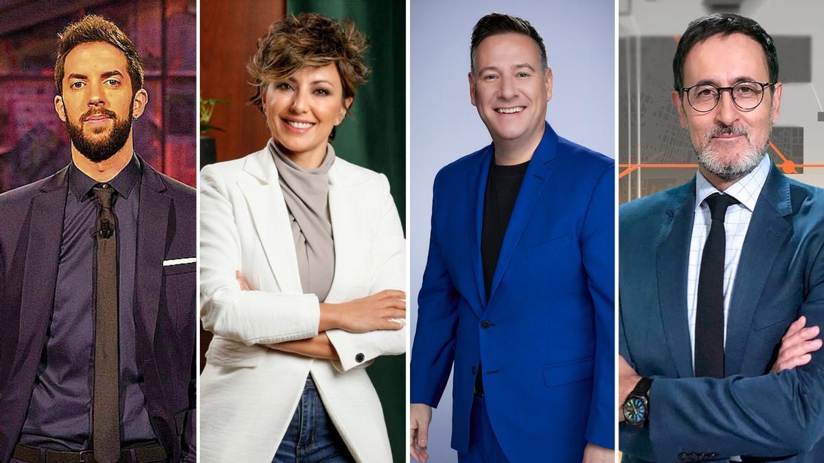David Broncano, Sonsoles Ónega, Carlos Latre y Xavier Grasset, protagonistas de la nueva temporada de las cadenas de televisión.