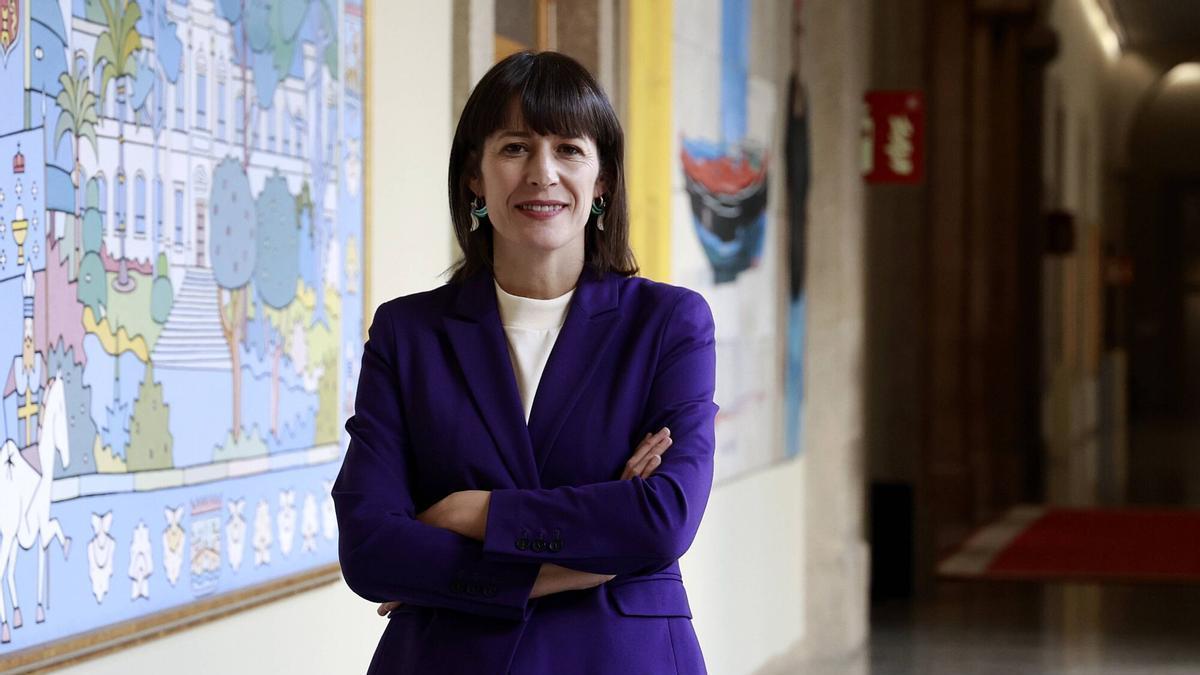 La portavoz nacional del BNG, Ana Pontón, en el Parlamento de Galicia.