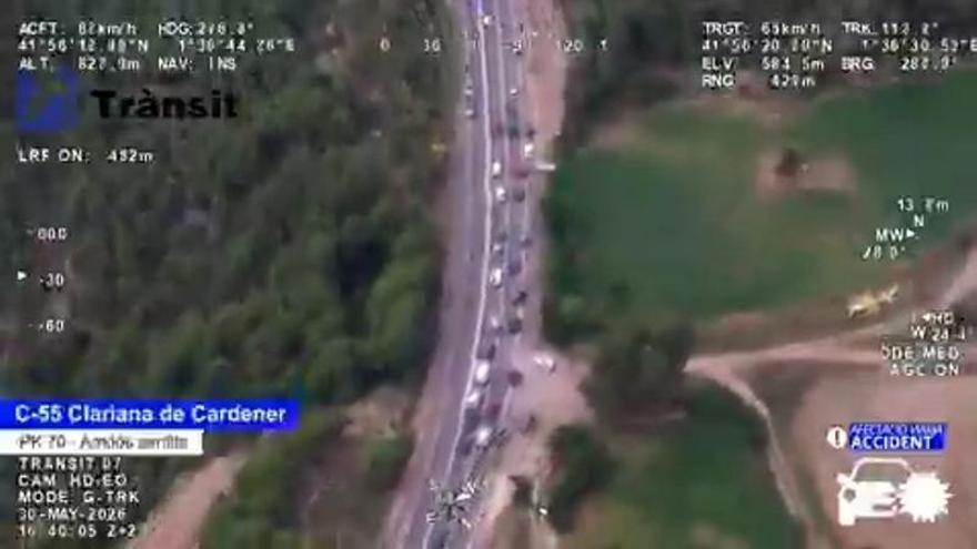 Un accident talla al C-55 a Clariana de Cardener