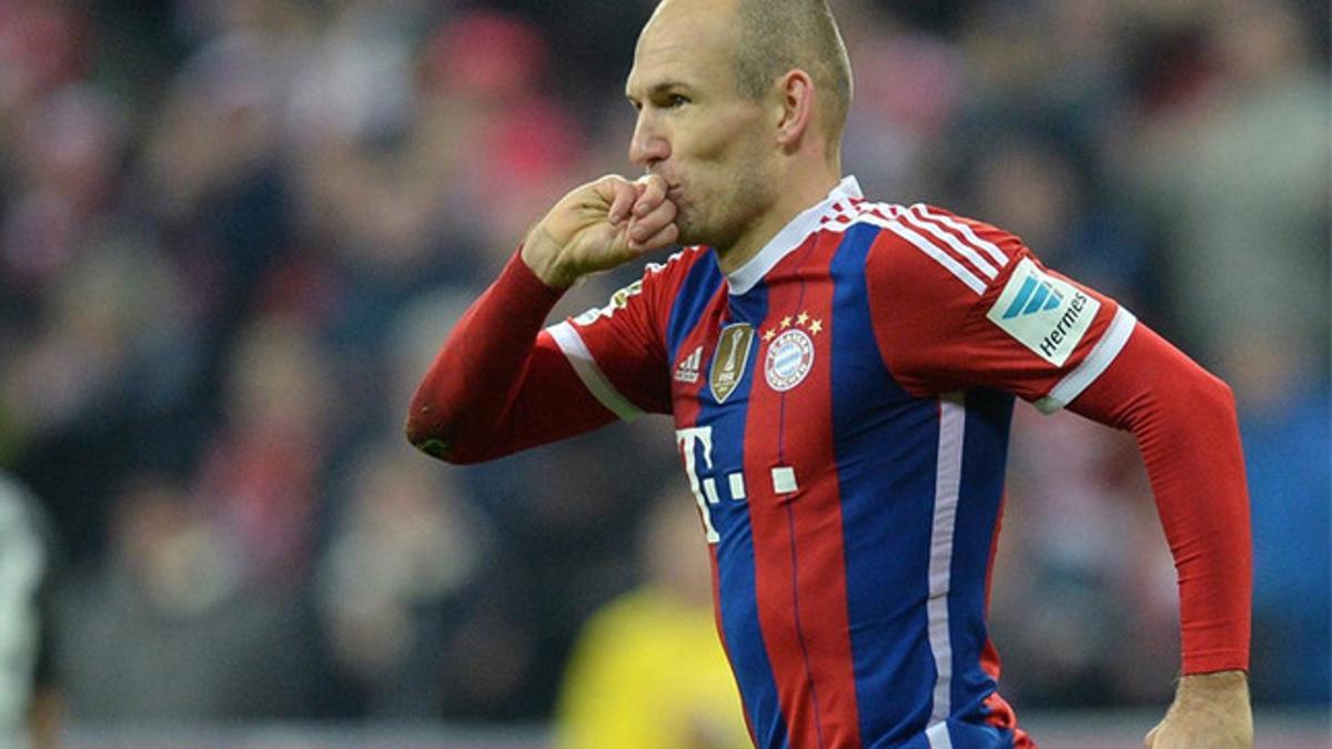Robben, celebrando un gol con el Bayern