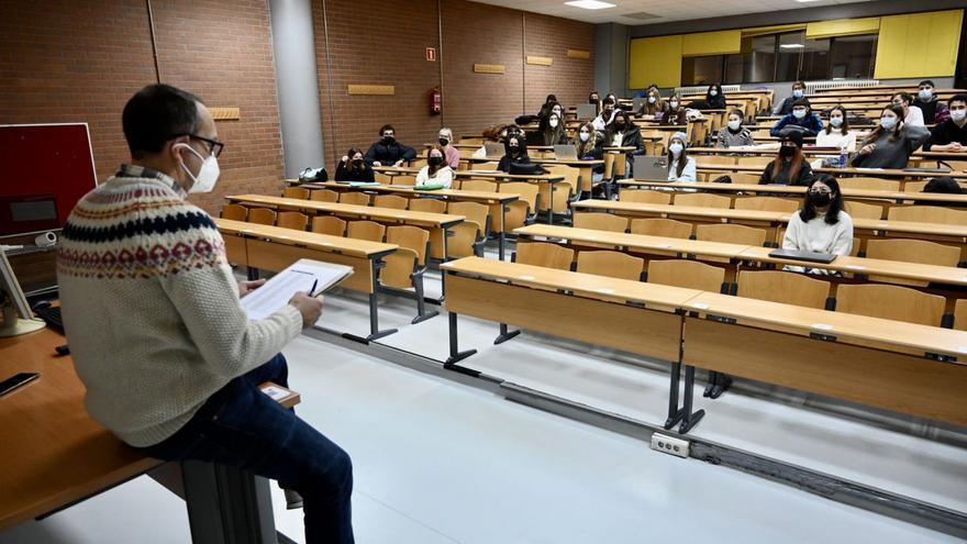 Un aula universitaria, en el campus de Pontevedra. |  // RAFA VÁZQUEZ