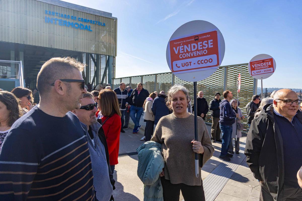 Manifestacion de la cig por el convenio del transporte de A Coruña